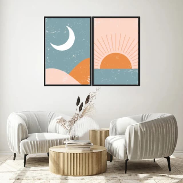 Kit Quadros Decorativos Moon Sun