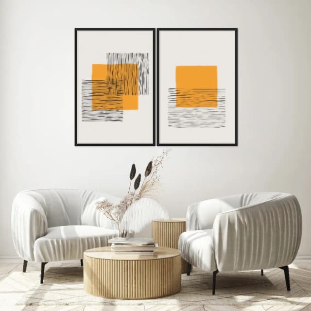 Kit Quadros Decorativos Linhas Minimalistas