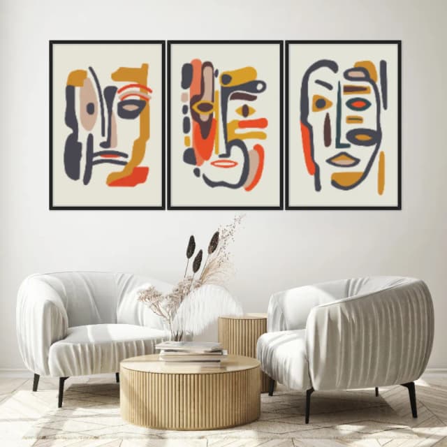 Kit Quadros Decorativos Linhas E Formas