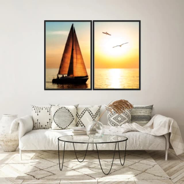 Kit Quadros Decorativos Pôr Do Sol