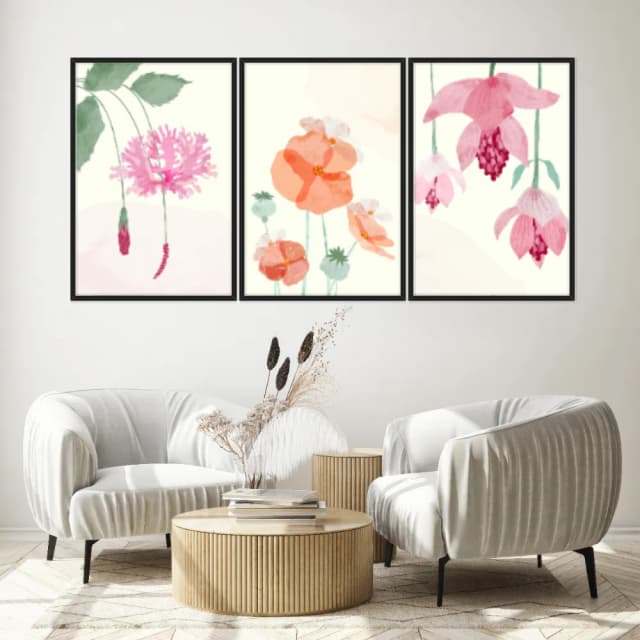 Kit Quadros Decorativos Flora Aquarela