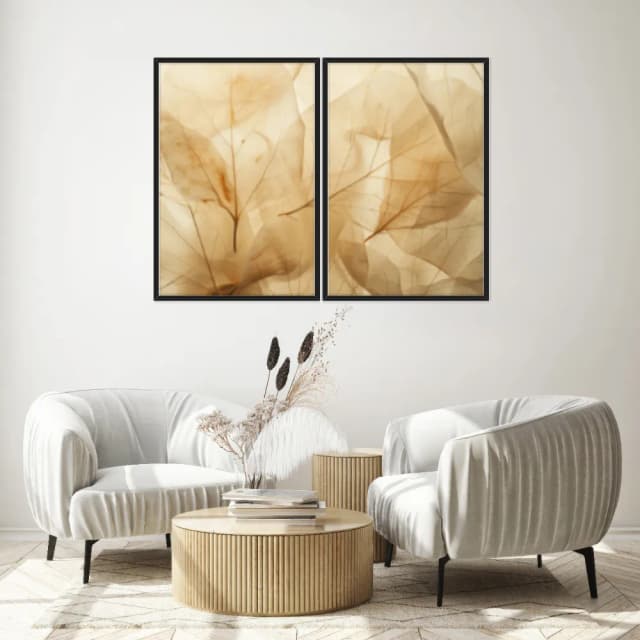 Kit Quadros Decorativos Textura De Folhas