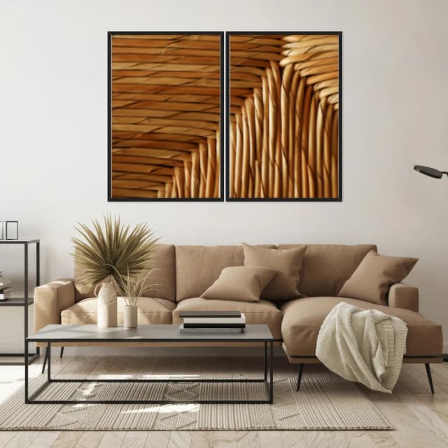 Kit Quadros Decorativos Madeira De Bambu