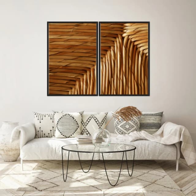 Kit Quadros Decorativos Madeira De Bambu