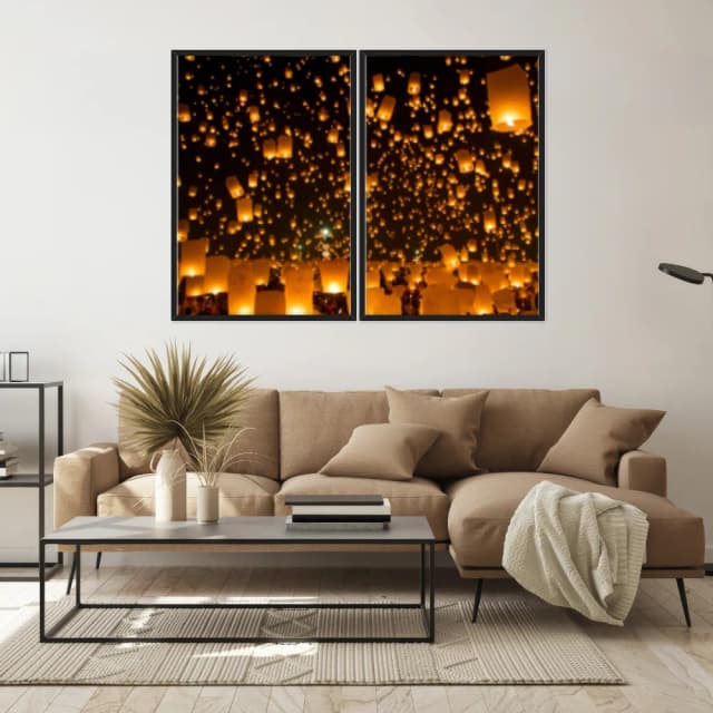 Kit Quadros Decorativos Lanternas No Céu