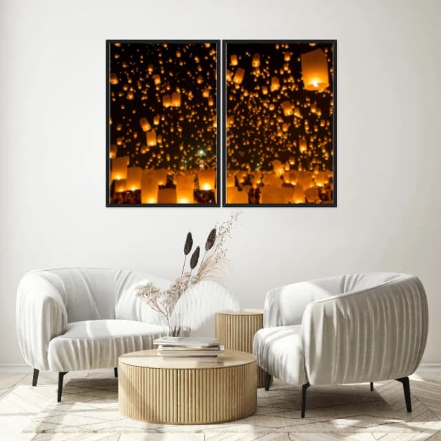 Kit Quadros Decorativos Lanternas No Céu