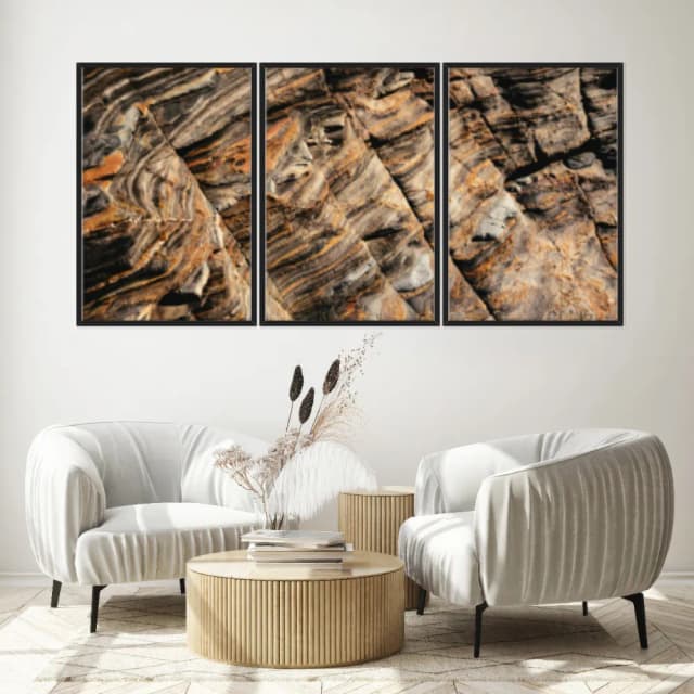 Kit Quadros Decorativos Pedra Marrom