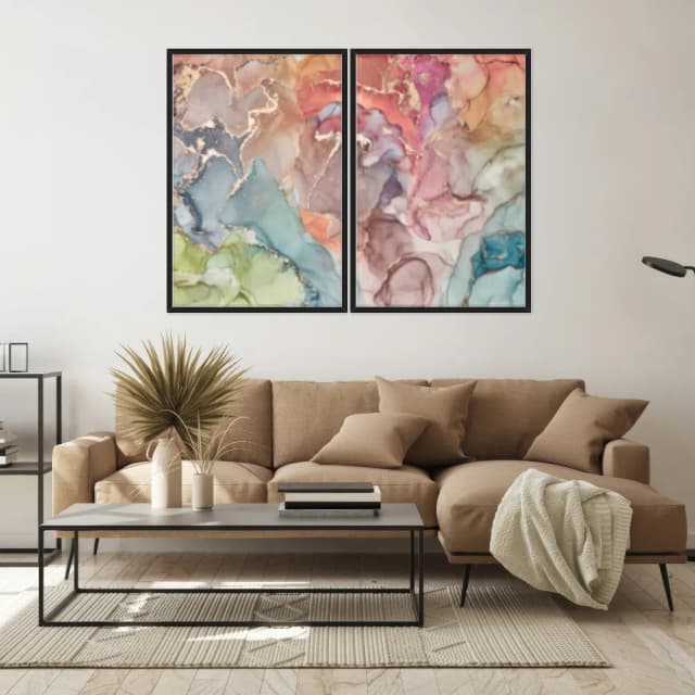 Kit Quadros Decorativos Formas Coloridas