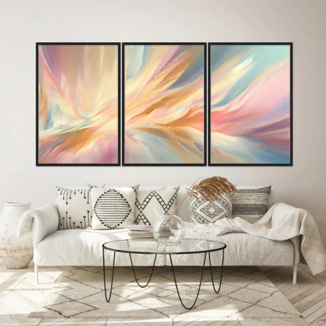 Kit Quadros Decorativos Abstrato Colorido