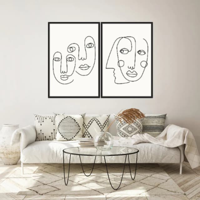 Kit Quadros Decorativos Rosto Minimalista