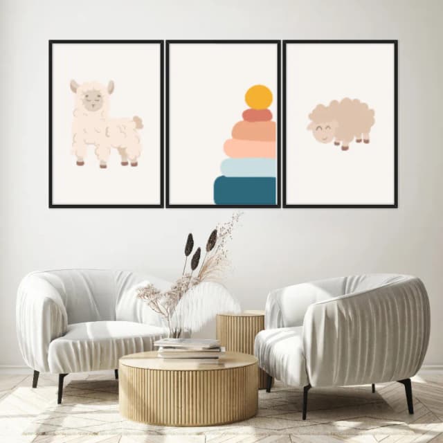 Kit Quadros Decorativos Ovelhas E Peças