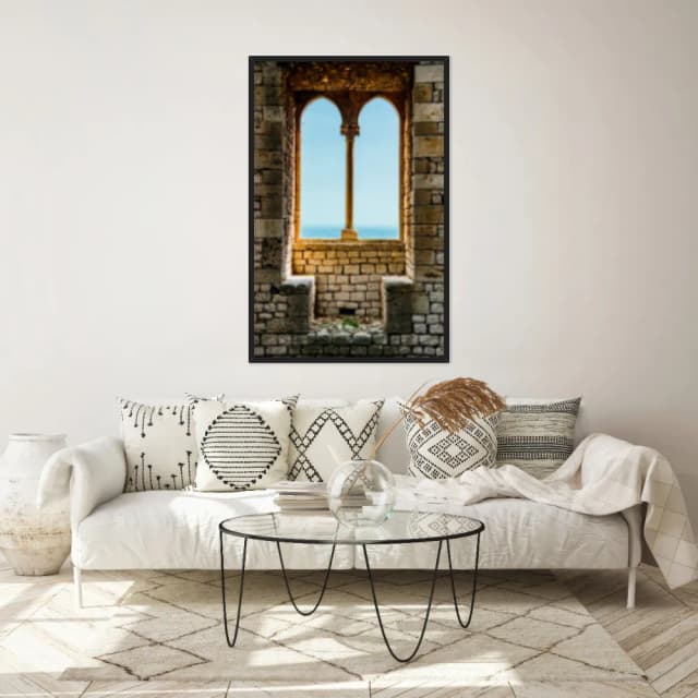 Quadro Decorativo Janela Com Vista Para O Mar
