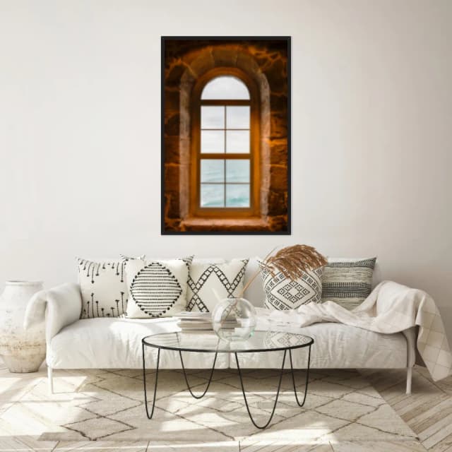 Quadro Decorativo Janela Com Vista Para O Mar