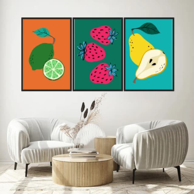 Kit Quadros Decorativos Frutas