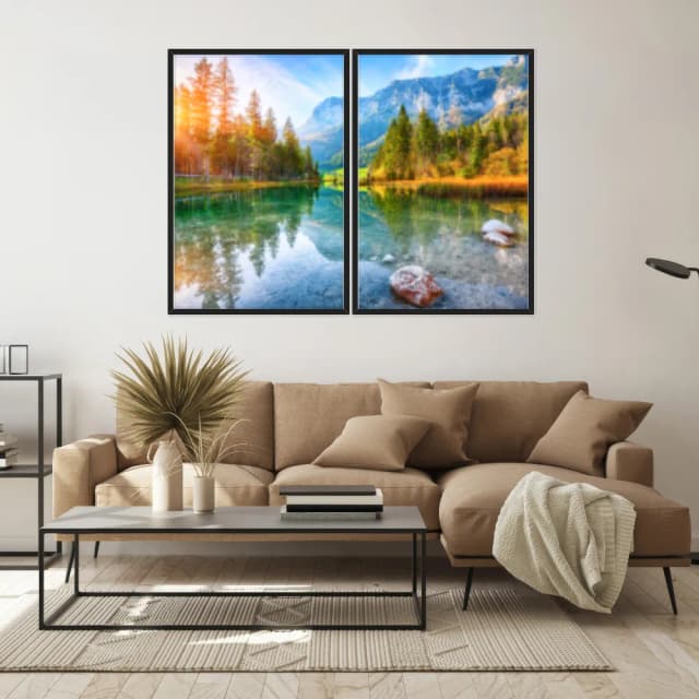 Kit Quadros Decorativos Lago E Montanha