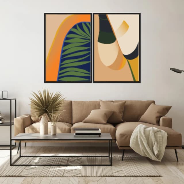 Kit Quadros Decorativos Planta Abstrata