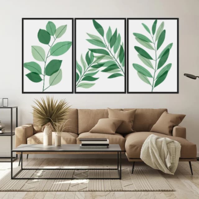 Kit Quadros Decorativos Planta Abstrata