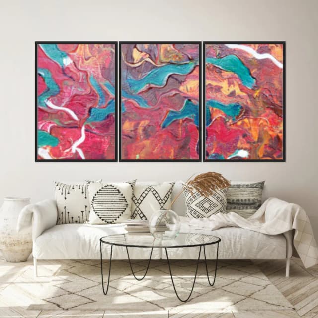 Kit Quadros Decorativos Pintura Abstrata