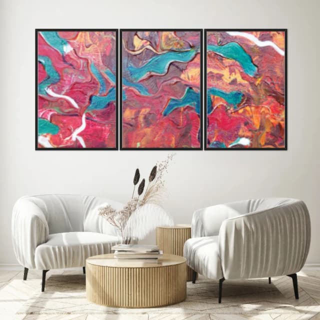 Kit Quadros Decorativos Pintura Abstrata