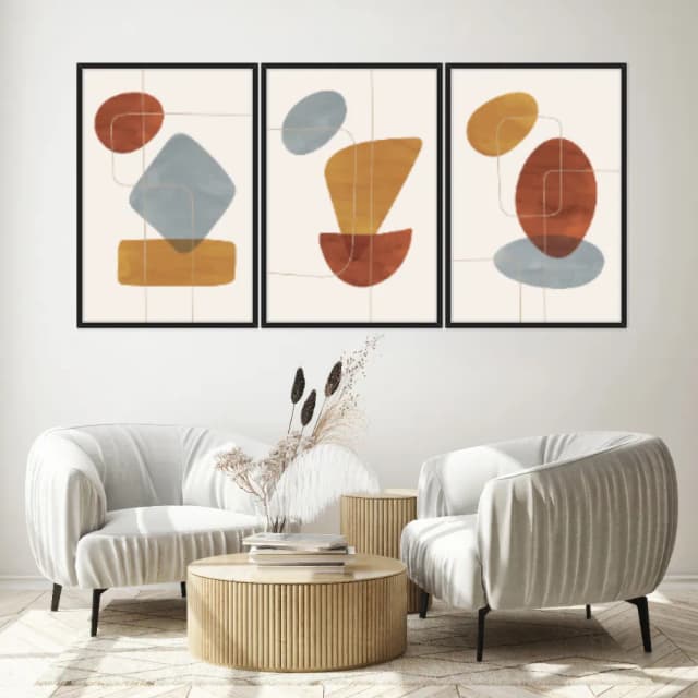 Kit Quadros Decorativos Linhas E Formas