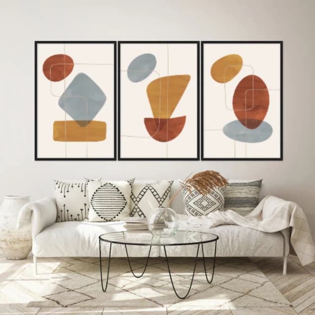 Kit Quadros Decorativos Linhas E Formas