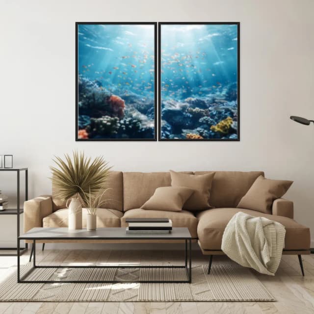 Kit Quadros Decorativos Fundo Do Mar Com Peixinhos