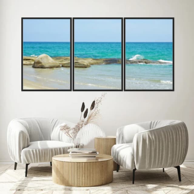 Kit Quadros Decorativos Mar Com Pedras