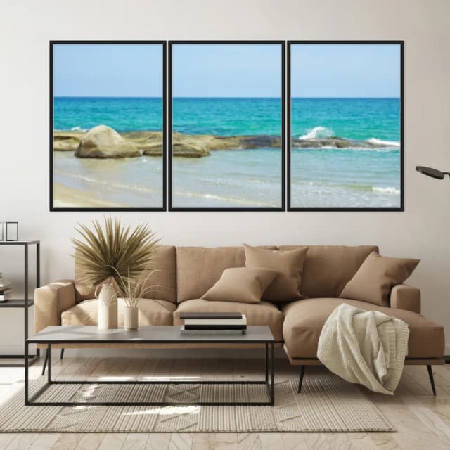 Kit Quadros Decorativos Mar Com Pedras