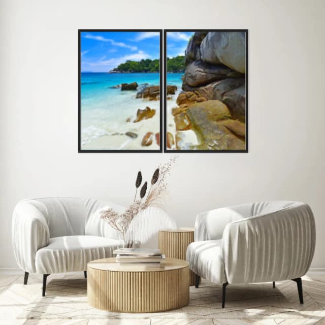 Kit Quadros Decorativos Mar Com Pedras