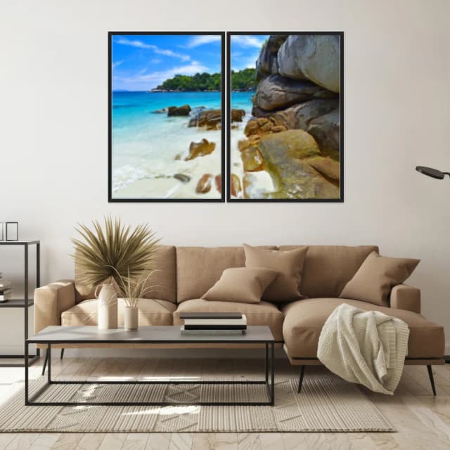 Kit Quadros Decorativos Mar Com Pedras