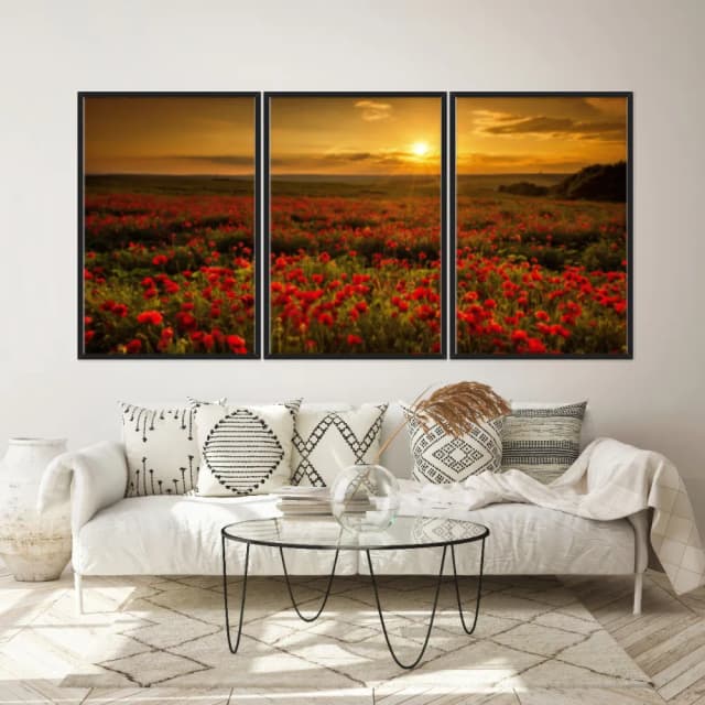 Kit Quadros Decorativos Rosa Vermelha