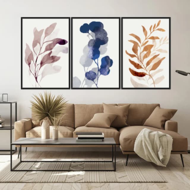 Kit Quadros Decorativos Planta Abstrata