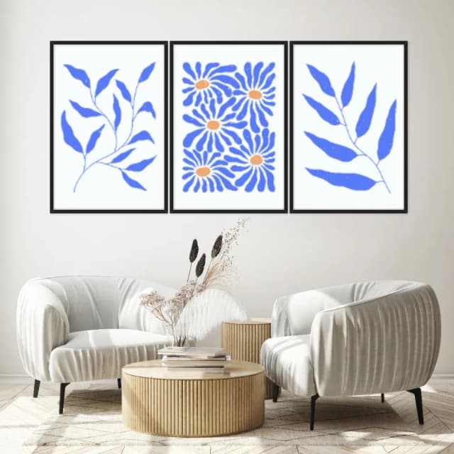 Kit Quadros Decorativos Planta Abstrata