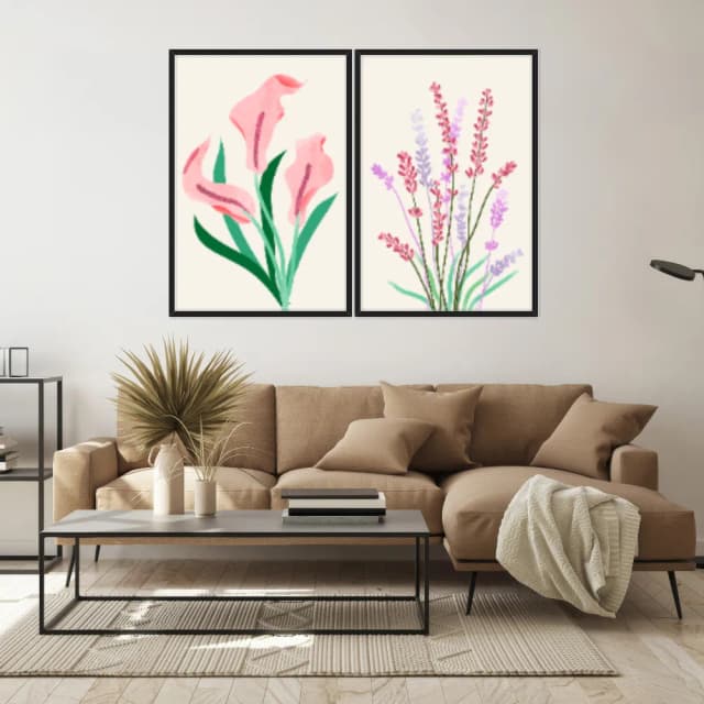 Kit Quadros Decorativos Flora Abstrata