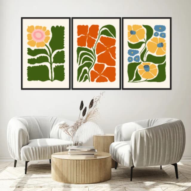 Kit Quadros Decorativos Flora Abstrata