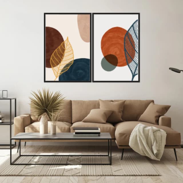 Kit Quadros Decorativos Planta Abstrata