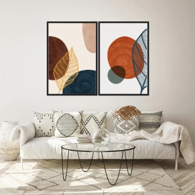 Kit Quadros Decorativos Planta Abstrata