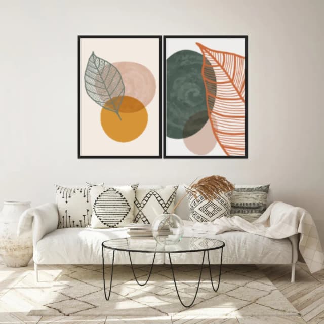Kit Quadros Decorativos Planta Abstrata