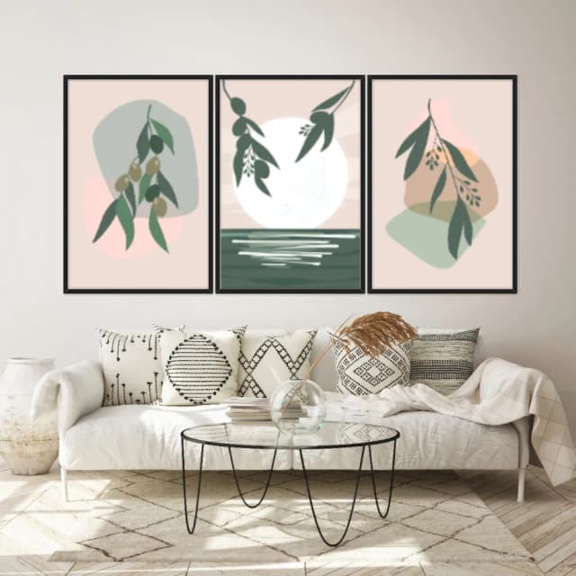 Kit Quadros Decorativos Planta Abstrata