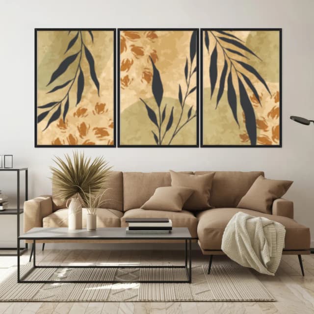 Kit Quadros Decorativos Planta Abstrata