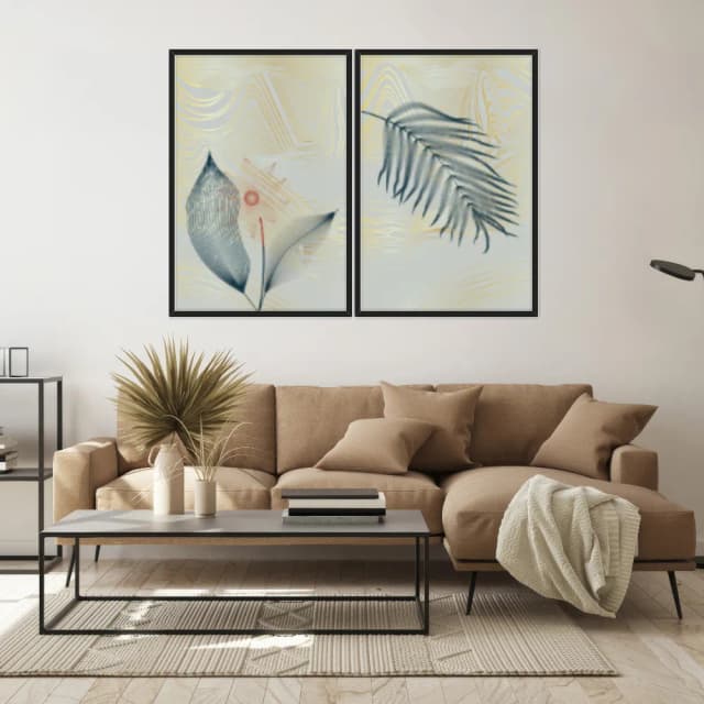 Kit Quadros Decorativos Planta Abstrata