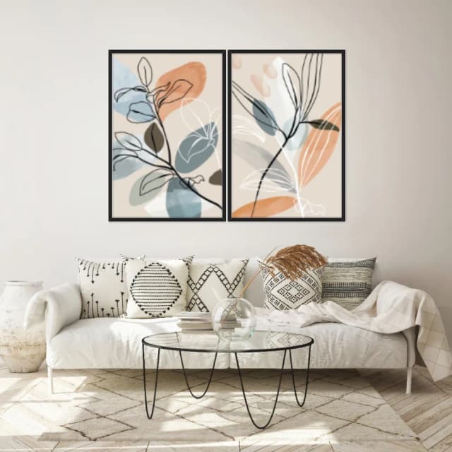 Kit Quadros Decorativos Planta Abstrata
