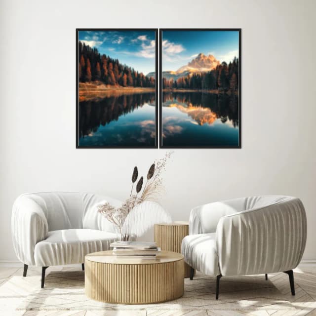 Kit Quadros Decorativos Lago E Montanha