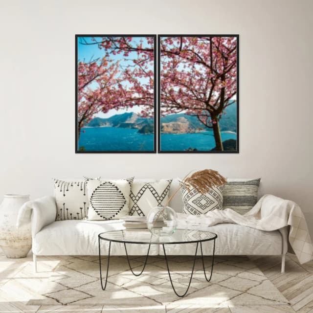 Kit Quadros Decorativos Árvore Rosa