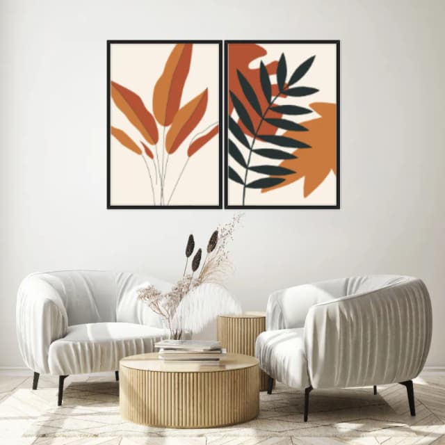 Kit Quadros Decorativos Planta Abstrata