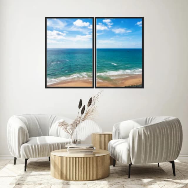 Kit Quadros Decorativos Mar Com Céu Azul