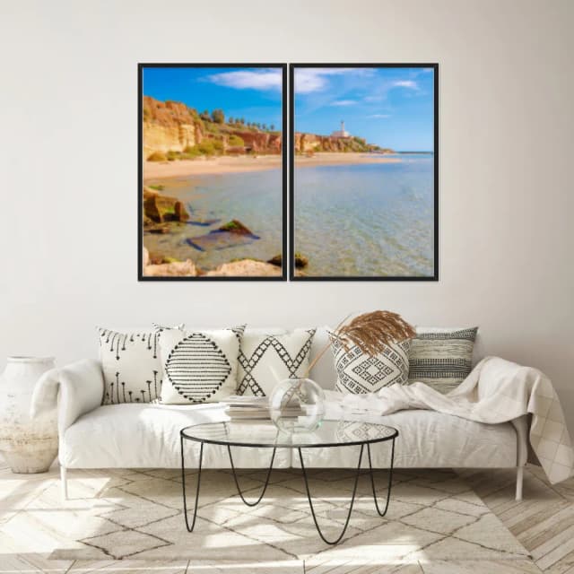 Kit Quadros Decorativos Mar Verde Com Montanhas