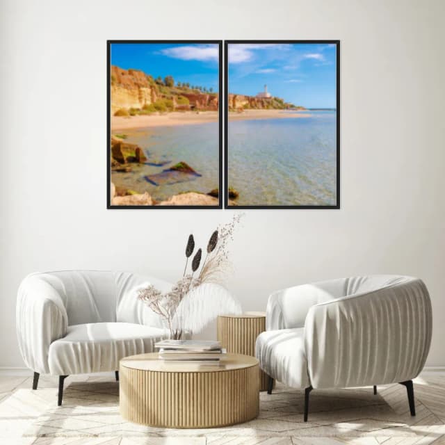 Kit Quadros Decorativos Mar Verde Com Montanhas