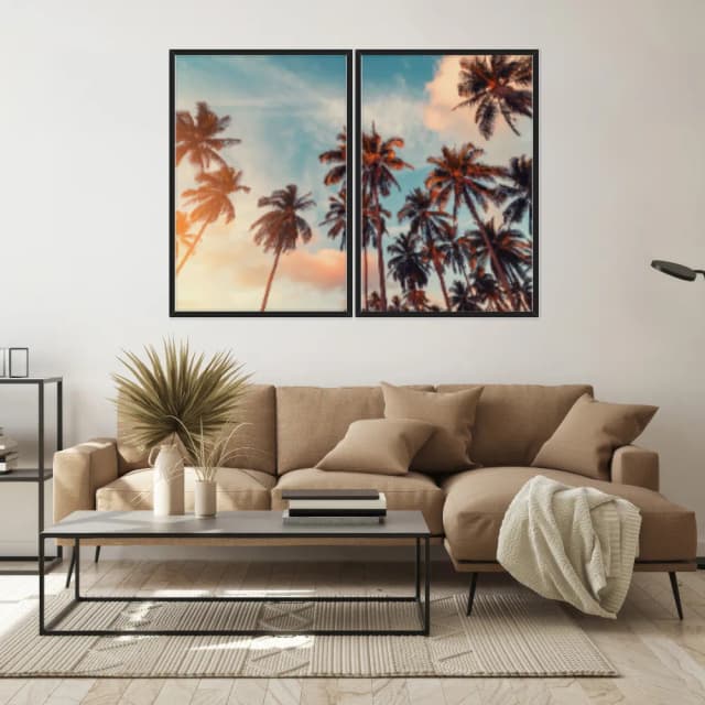 Kit Quadros Decorativos Coqueiro Com Vista Para O Céu