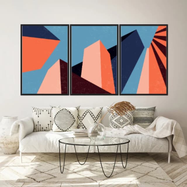 Kit Quadros Decorativos Abstrato Geométrico